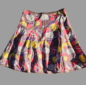 Boden Cotton 30" Lined Twirl Skirt Geometric Retro Stylized Pattern